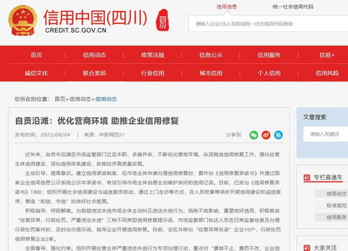 四川自貢沿灘區優化營商環境助推企業信用修復